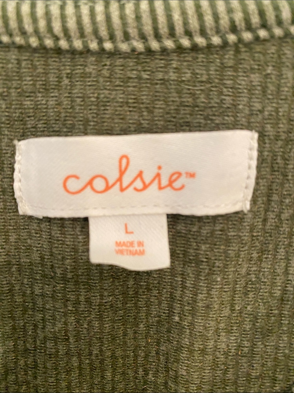 Colsie Olive Green Ribbed Button-Front Cardigan size L layering Cabincore - Picture 2 of 6